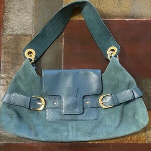 Banana Republic Teal Shoulder Bag with Gold Accents